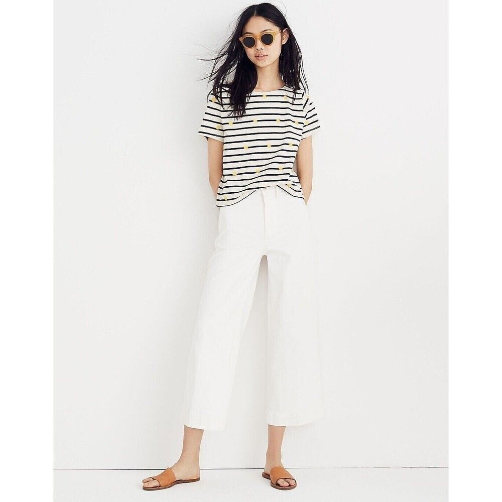 Madewell Embroidered Sun Setlist Boxy Top‎ in Stripe Size XS